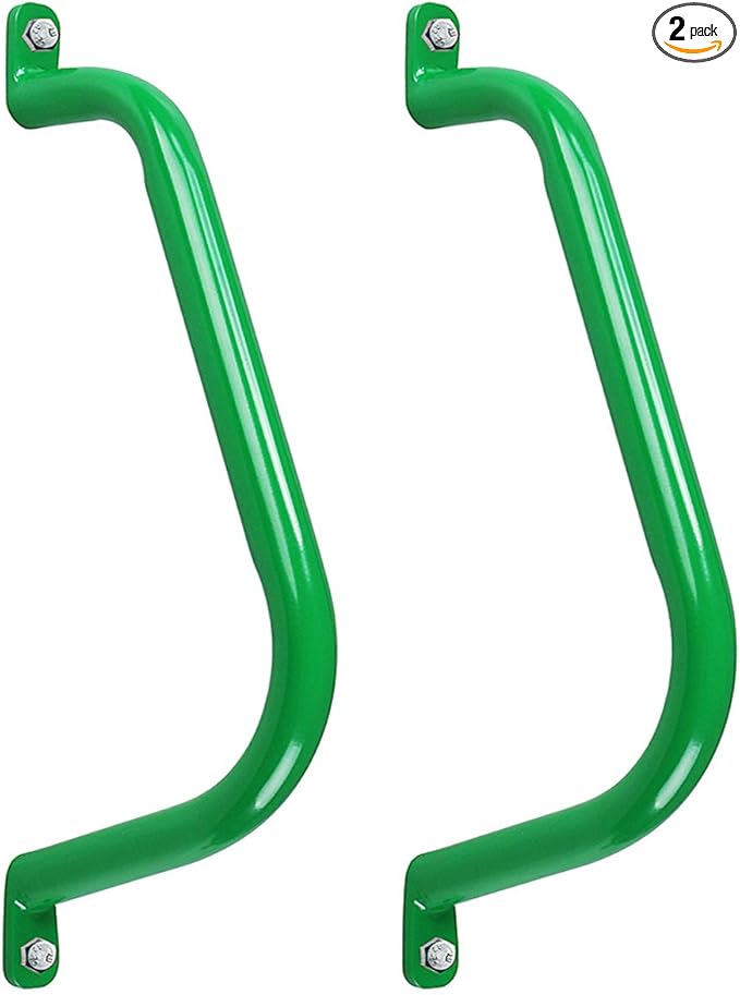 17'' Metal Playground Safety Handle (Set of 2), Outdoor Swing Set Safety Grab Bar, Playset Handles, Hand Grips for Playhouse, Treehouse Jungle Gym - Green