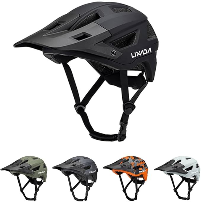 Lixada Adult Bike Helmet Mountain Helmet Road Bike Helmet Adjustable Dial Removable Visor Ventilation Cycling Helmet for Men Women 55-61cm