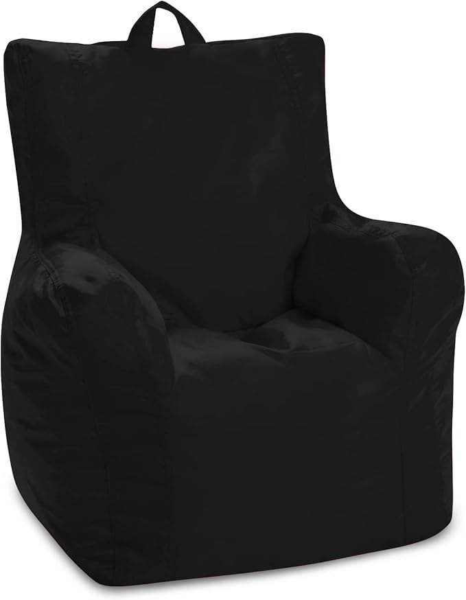 Posh Creations Bean Bag Chair Structured Seat for Toddlers and Kids, Comfy Chair for Gaming, Reading, and Watching TV for Children, Pasadena Chair, Microsuede - Black
