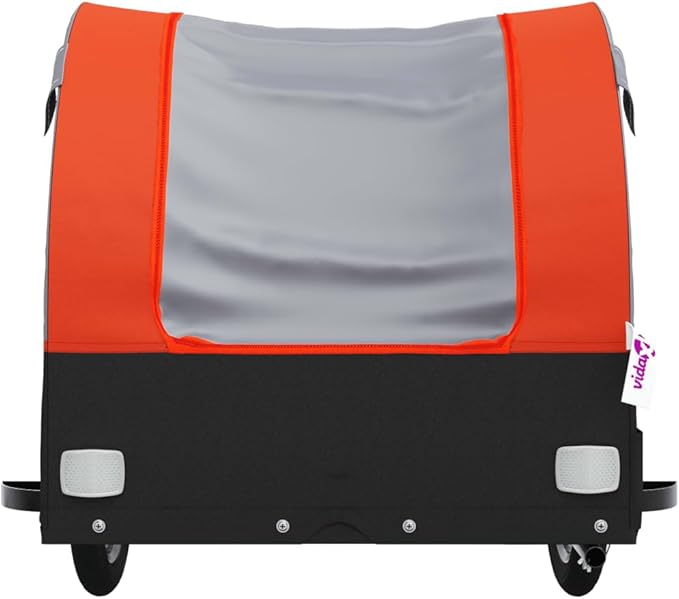 Bike Wagon Trailer, Bike Cart with Safety Flag, Bike Trailer Bicycle Cargo Trailer, Black and Orange 99.2 lb Iron, 49.6"x24.8"x24.8"