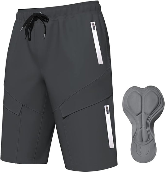 Lo.gas Mountain Bike Shorts for Men,3D Padded Loose-fit Cycling Biking Bicycle Shorts Mens with Underwear Zipper Pockets