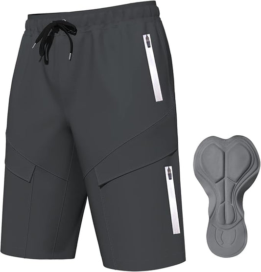 Lo.gas Mountain Bike Shorts for Men,3D Padded Loose-fit Cycling Biking Bicycle Shorts Mens with Underwear Zipper Pockets