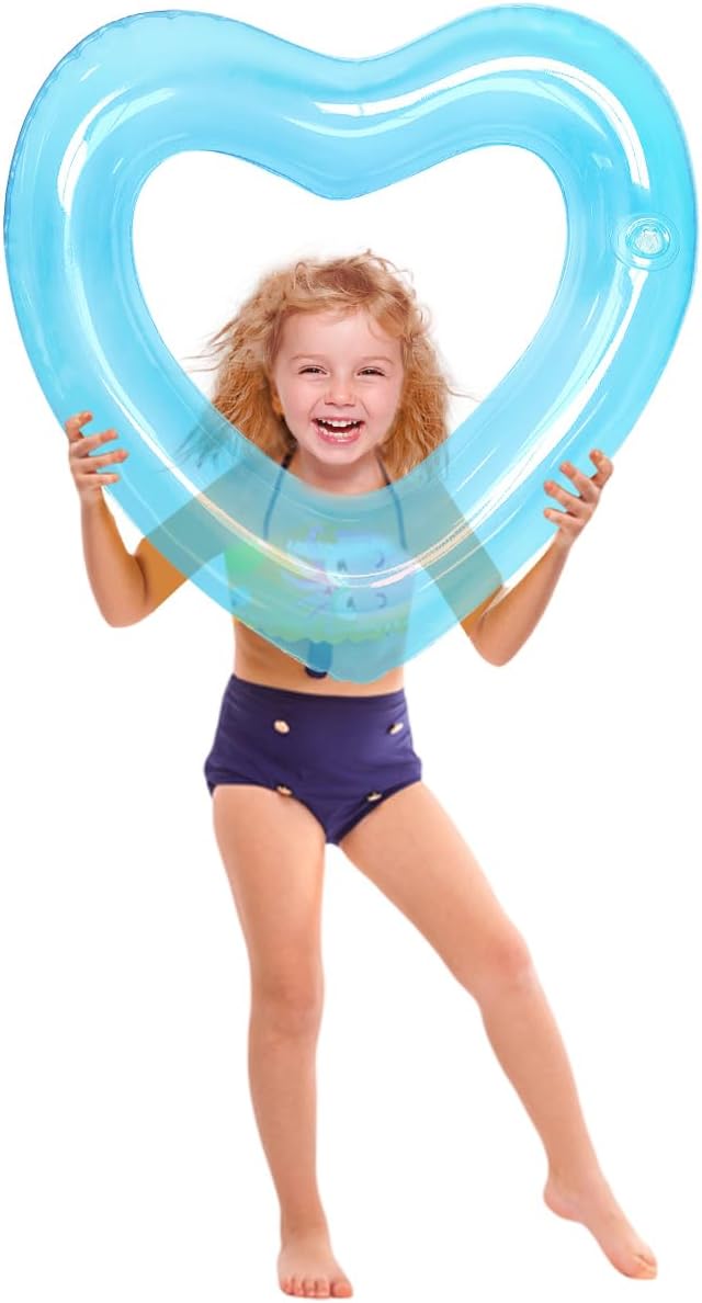 ZHUYNXIR Heart Swimming Pool Float Loungers Tube, Water Fun Beach Party Toys for Kids，Birthday Scene Layout Props.