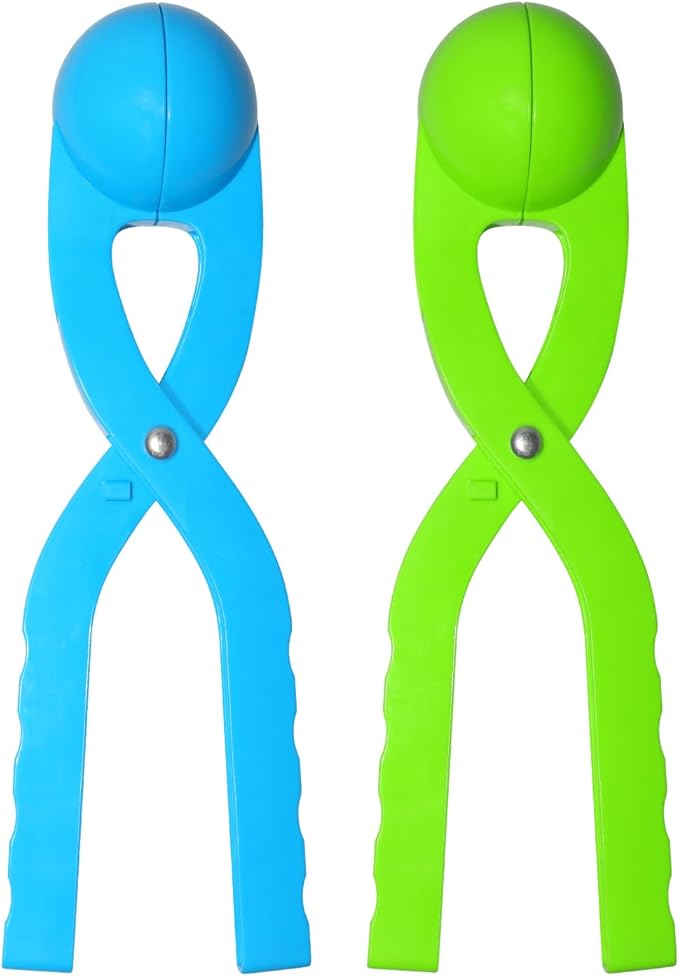Snow Toys, Snowball Maker Snow Ball Shaper Molds with Handle for Kids Outdoor Indoor Winter Snowball Fight Maker Tool Clip Snow Games for Toddlers Boys Girls Ages 4 5 6 7 (Set of 2,Green,&Ocean Blue)