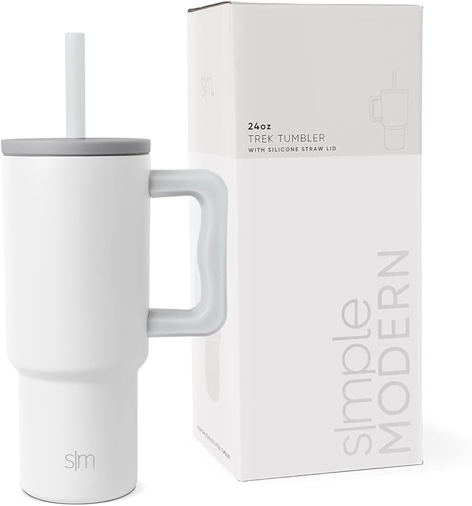 Simple Modern Kids 24 oz Tumbler with Handle and Silicone Straw Lid | Spill Proof and Leak Resistant | Reusable Stainless Steel Bottle | Gift for Kids Boys Girls | Trek Collection | Cool Gray Mix