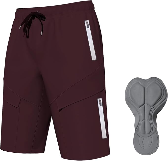 Lo.gas Mountain Bike Shorts for Men,3D Padded Loose-fit Cycling Biking Bicycle Shorts Mens with Underwear Zipper Pockets