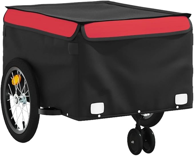 Bike Cargo Trailer, Bicycle Cart Bike Wagon Trailer, Bike Luggage Carrier, Loading Bike Storage Cart, Black and Red, Maximum Load Capacity: 99.2 lb,-438