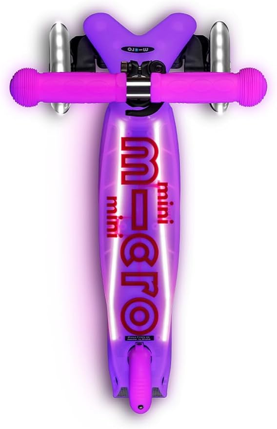 Micro Kickboard | Mini Deluxe Glow Plus LED Scooter | Adjustable Handlebar | Lean-to-Steer | Lightweight | Three-Wheeled | Kids Ages 2-5 yrs
