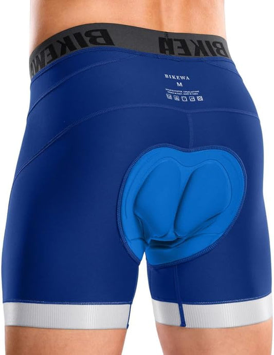 Bikewa Men's Cycling Underwear with Anti-Slip Leg Grips 4D Padded Bike Shorts MTB Liner for Bicycle Biking Riding
