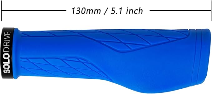 SOLODRIVE Ergonomic Design Mountain Bike Grips, Comfortable Bicycle Handlebar Grips, Single Lock-on and Non-Slip MTB Handle, Fit MTB, E-Bike, Hybrid, Scooter