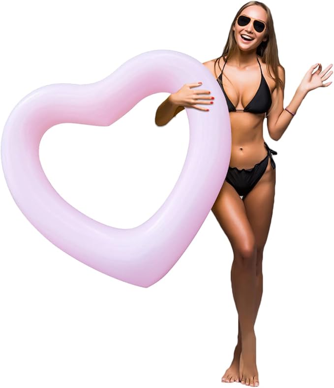 ZHUYNXIR Heart Swimming Pool Float Loungers Tube, Water Fun Beach Party Toys for Kids，Birthday Scene Layout Props.