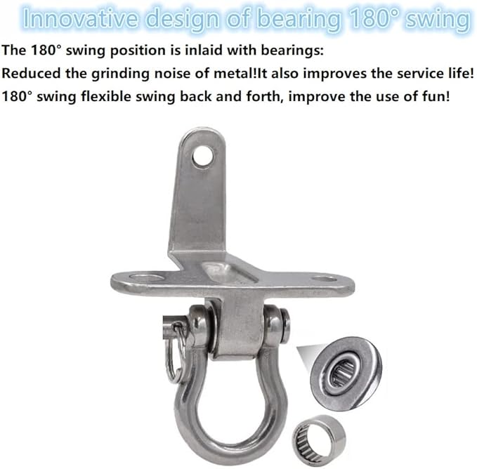 2-Pack Stainless Steel Swing Hangers, Anti-Rust Heavy Duty Hanger, Slient Bearing 180° Rotary Swing, 1500LB Wooden Concrete Playground Yoga Hammock Chair, Sandbag Porch Swing Frame
