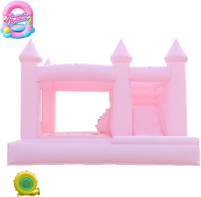 13FT 100% PVC Pink Bounce House Inflatable Bouncer with Air Blower Indoor and Outdoor Large Bouncing Castle Party Supplies & Holiday Decorations Easy to Install