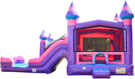 JumpOrange Purplish Commercial Grade Bounce House Water Slide Combo with Pool for Kids and Adults (with Blower), Basketball Hoop, Wet Dry Use, Outdoor Indoor, Birthday Party, Rental Quality