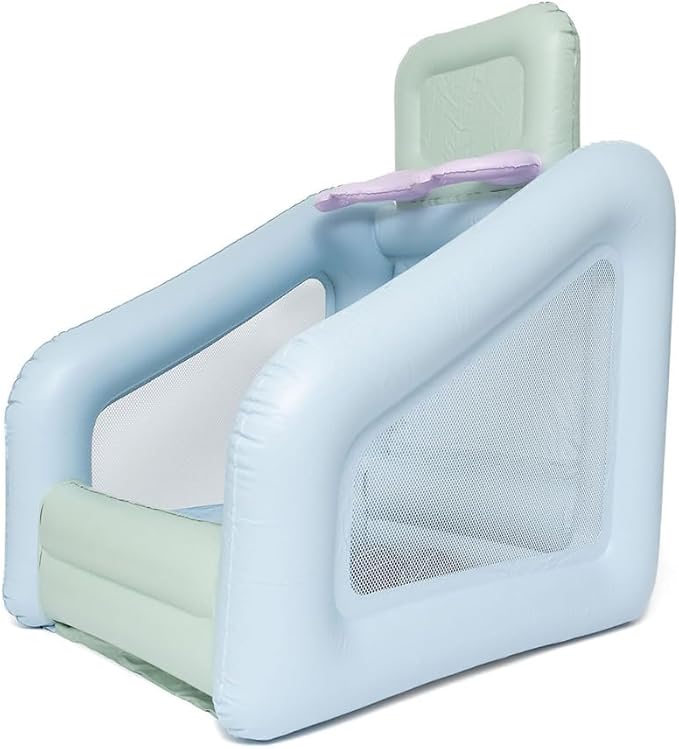 PLAYSMOL Mini Dual Shot Basketball Inflatable Game, Portable Indoor Basketball Hoop for Toddlers & Kids, Arcade-Style Toy with 4 Rubber Balls, Seafoam Colorway, Ages 18m+