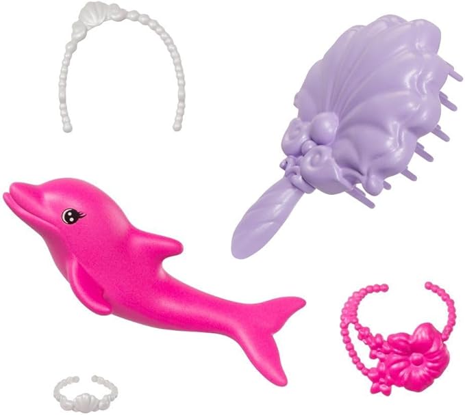 Barbie Mermaid Doll, “Brooklyn” with Pink Hair, Styling Accessories, Pet Dolphin and Water-Activated Color Change Feature, HRP98