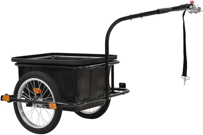 Bike Cargo Trailer Black 13.2 gal, Bicycle Cart Wagon Trailer w/Hitch, 330.7 lb Max Load Steel Frame Heavy Duty Bicycle Cargo Wagon Trailer for Carrying Stuff Luggage Plants Tools