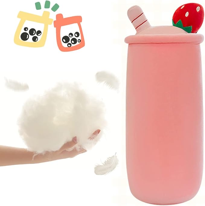Cute Plushies Boba Plush Boba Plushie Long Plush Pillow Bubble Tea Stuffed Animal Gift for Kids Adults (Long Pink Boba Plush,24 Inch)