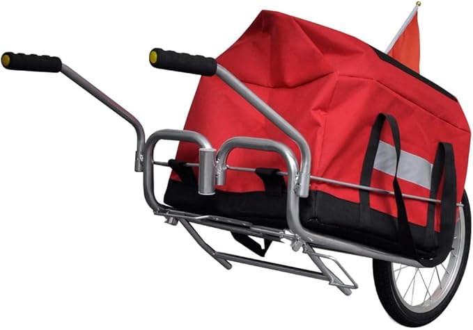 Bicycle Cargo Trailer One-Wheel with Storage Bag, Bike Cargo Trailer with Rain Cover, Bike Luggage Wagon Bicycle Trailer with Removable Cover