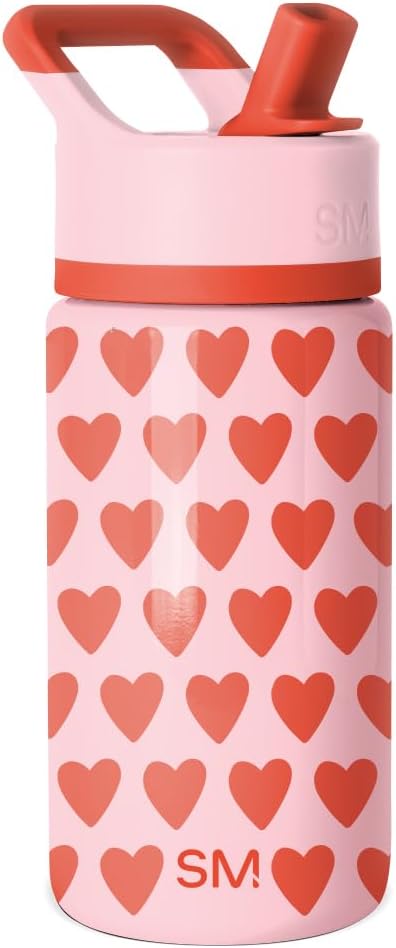 Simple Modern Kids Summit Water Bottle with Straw Lid | 14oz Stainless Steel Cup Insulated Tumbler Tumbler for Girls, School | Sweetheart