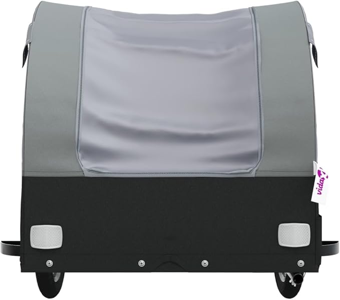 Bike Wagon Trailer, Bike Cart with Safety Flag, Bike Trailer Bicycle Cargo Trailer, Black and Gray 99.2 lb Iron, 49.6"x24.8"x24.8"