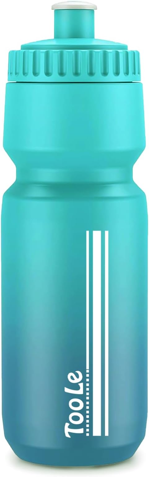 TooLe 24 Oz Bicycle Squeeze Water Bottle,Bike Water Bottle Leakproof BPA Free with Capacity Scale Pull Top Lid, Reusable, for Bicycle, Gym,Camping, Hiking