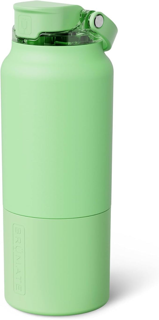 BrüMate Rise 35oz Water Bottle With Covered Silicone Straw | 100% Leakproof Insulated Water Bottle | Soft Sip Silicone Spout | Made of Stainless Steel | 35oz (Kiwi)