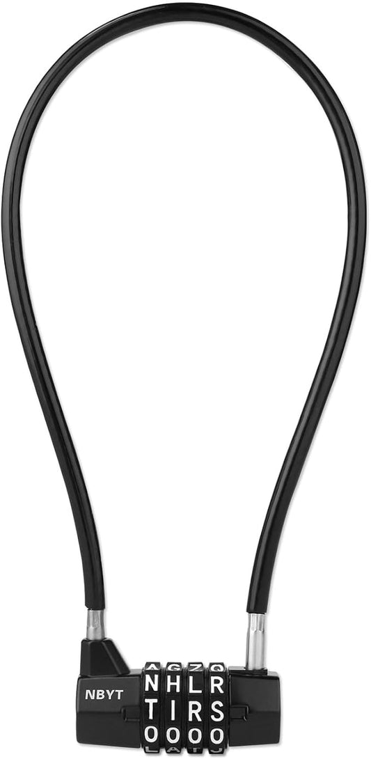 Cable Lock with Word Combination, Letter Padlock, for Metal Fence, Shed, Gates, Outdoor Fence, Long Cabinet, Refrigerator, Dumpster(15''(Locking Span 7''))