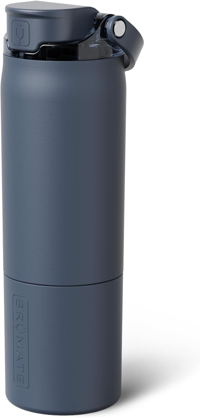 BrüMate Rise 25oz Water Bottle with Covered Silicone Straw | 100% Leakproof Insulated Water Bottle | Cup Holder Friendly Base | 25oz (Nightfall Blue)