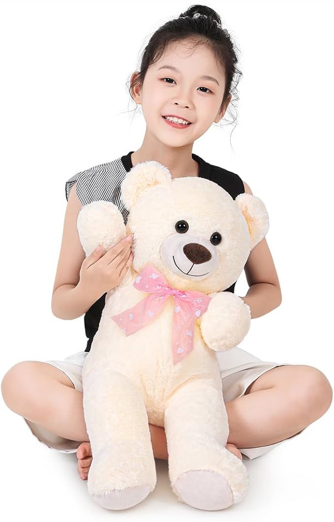 Teddy Bear Stuffed Animal 24'' Small Teddy Bear Plush Toy Gift for Valentine Christmas Birthday White