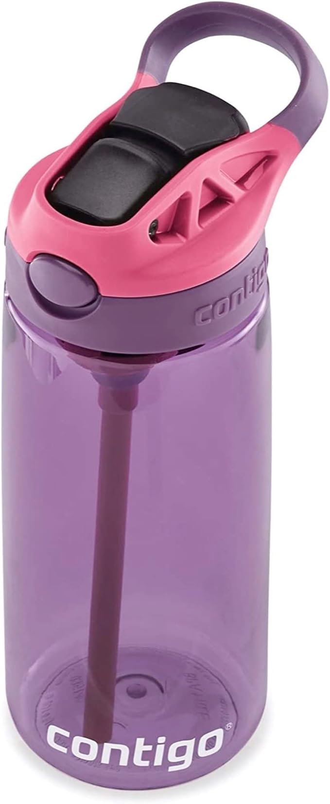 Contigo Aubrey Kids 20oz Cleanable Water Bottle with Silicone Straw, Spill-Proof Lid, Eggplant - Dishwasher Safe and Ideal for Everyday Use