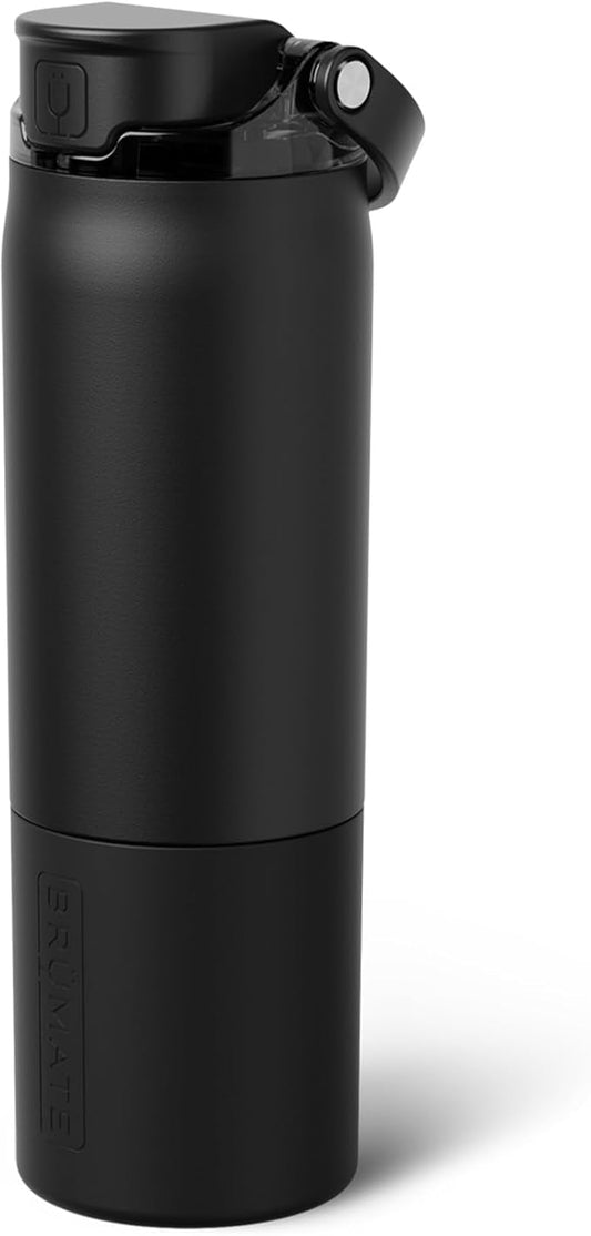BrüMate Rise 25oz Water Bottle with Covered Silicone Straw | 100% Leakproof Insulated Water Bottle | Cup Holder Friendly Base | 25oz (Matte Black)