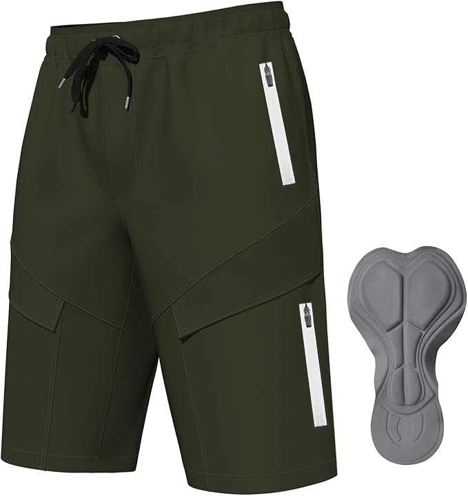 Lo.gas Mountain Bike Shorts for Men,3D Padded Loose-fit Cycling Biking Bicycle Shorts Mens with Underwear Zipper Pockets