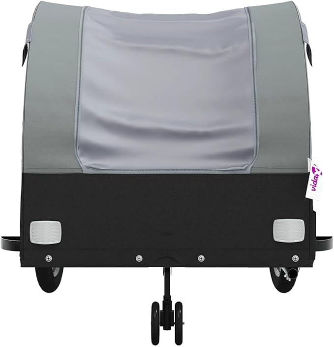 Bike Wagon Trailer, Bike Cart with Safety Flag, Bike Trailer Bicycle Cargo Trailer, Black and Gray 99.2 lb Iron, 24.8"x49.6"x24.8"