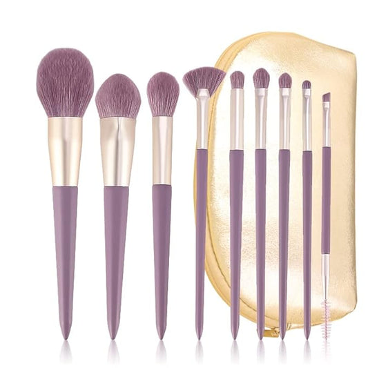 Purple Natural Fiber Makeup Brushes Set with Case, Vegan Makeup Brush Set Professional by ENZO KEN, Colorful Cosmetic Brushes Makeup Set, Make up Brush Set Professional, Purple Makeup Brush Set Vegan.