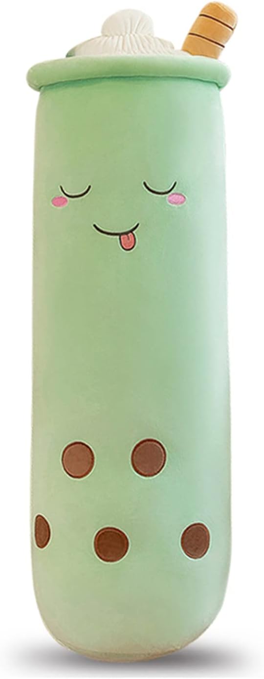 Cute Plushies Plush Plushie Long Plush Pillow Bubble Tea Stuffed Animal Gift for Kids Adults (Long Green Plush,24 Inch)