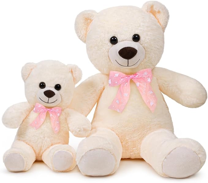 Teddy Bear Stuffed Animal 24'' Small Teddy Bear Plush Toy Gift for Valentine Christmas Birthday White