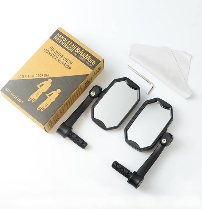 Bar End Bike Mirrors, High–Definition Convex Glass Lens for E-Bike Handlebars, Scratch Resistant, Safe Rearview 1 Pair Bicycle Mirror(Right And Left Side)