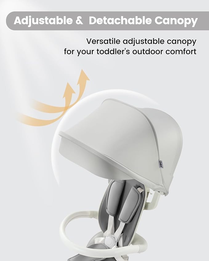 JMMD Baby Tricycle, 7-in-1 Multifunctional Kids Trike with Adjustable Parent Handle, Safety Harness & Wheel Brakes, Removable Canopy, Stroll Trike for Boys & Girls Ages 18 Months-5 Years, Gray