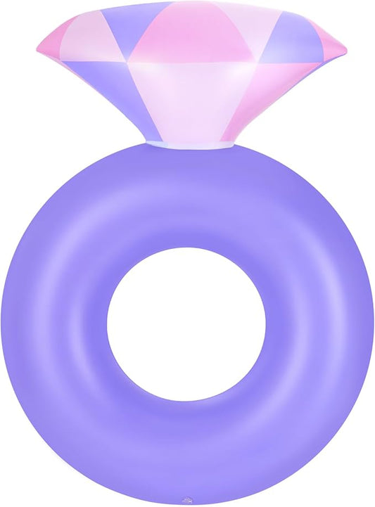 HeySplash Pool Floats, Inflatable Diamond Ring Pool Float, Large Engagement Ring Floatie for Bachelorette Party, Swim Tube River Lake Wedding Bride Stagette Decor Fun Toy Raft for Adults, Purple Pink