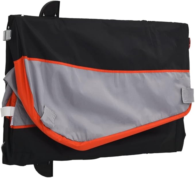 Bike Wagon Trailer, Bike Cart with Safety Flag, Bike Trailer Bicycle Cargo Trailer, Black and Orange 99.2 lb Iron, 52.4"x26.8"x26.8"