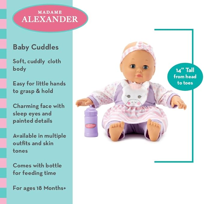 Madame Alexander, 14 Baby Cuddles Unicorn Jumper (Includes a Bottle)
