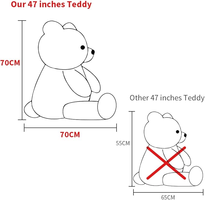 MaoGoLan Giant Purple Teddy Bear 47 inch Life Size Bear Stuffed Animal Plush Toy Valentines Bear for Girls Girlfriend Wife Children Teens