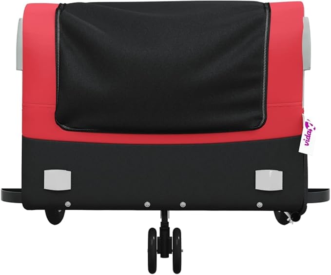 Bike Trailer Bicycle Cargo Trailer, Bike Wagon Trailer, Bike Cart with Safety Flag, Black and Red 99.2 lb Iron, 54.3"x27.2"x22.8"