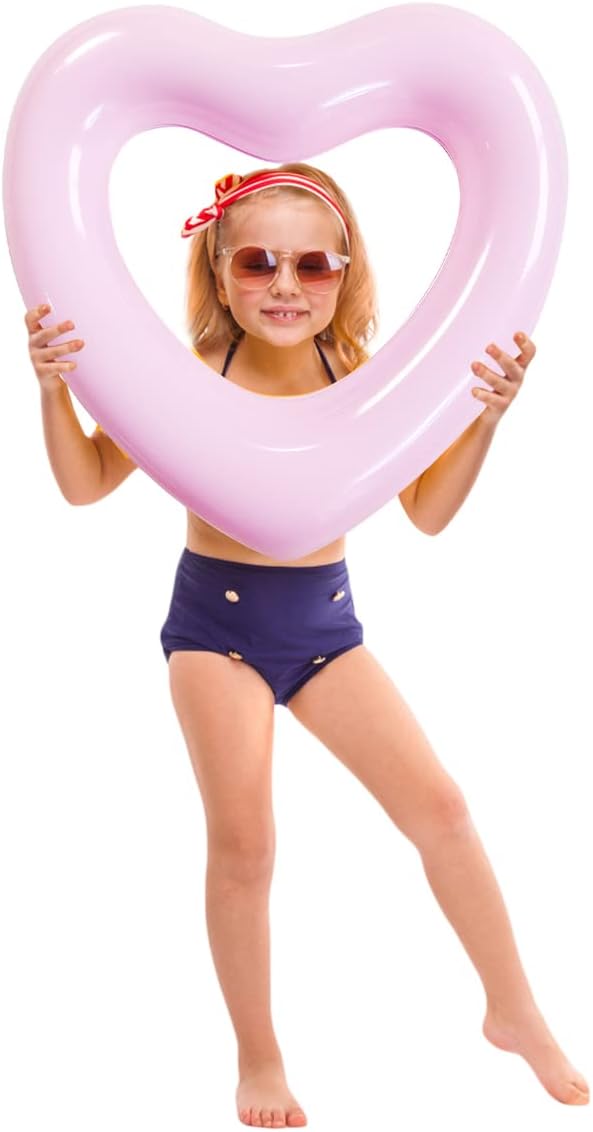 ZHUYNXIR Heart Swimming Pool Float Loungers Tube, Water Fun Beach Party Toys for Kids，Birthday Scene Layout Props.