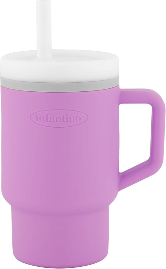 Infantino My 1st Tumbler, Silicone Sippy Cup with Straw & Handle, Spill-Resistant Baby Cup for On-the-Go, BPA-Free Transition Bottle