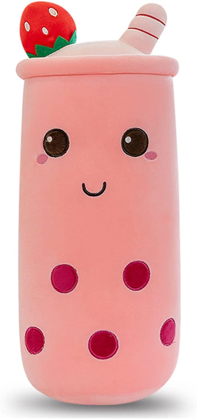 Cute Plushies Boba Plush Boba Plushie Long Plush Pillow Bubble Tea Stuffed Animal Gift for Kids Adults (Long Pink Boba Plush,24 Inch)