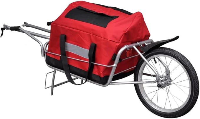 Bicycle Cargo Trailer One-Wheel with Storage Bag, Bike Cargo Trailer with Rain Cover, Bike Luggage Wagon Bicycle Trailer with Removable Cover