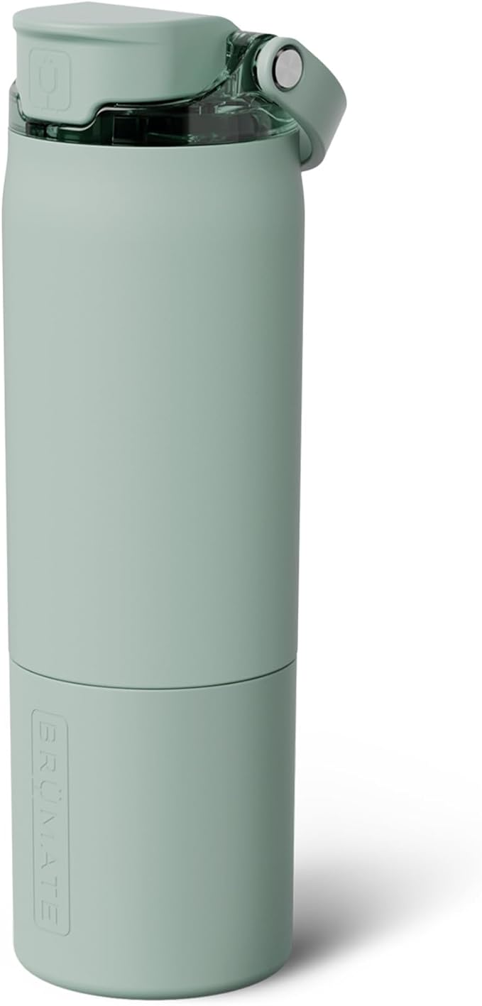 BrüMate Rise 25oz Water Bottle with Covered Silicone Straw | 100% Leakproof Insulated Water Bottle | Cup Holder Friendly Base | 25oz (Sage)