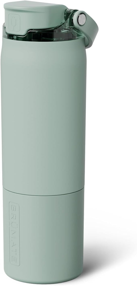 BrüMate Rise 25oz Water Bottle with Covered Silicone Straw | 100% Leakproof Insulated Water Bottle | Cup Holder Friendly Base | 25oz (Sage)
